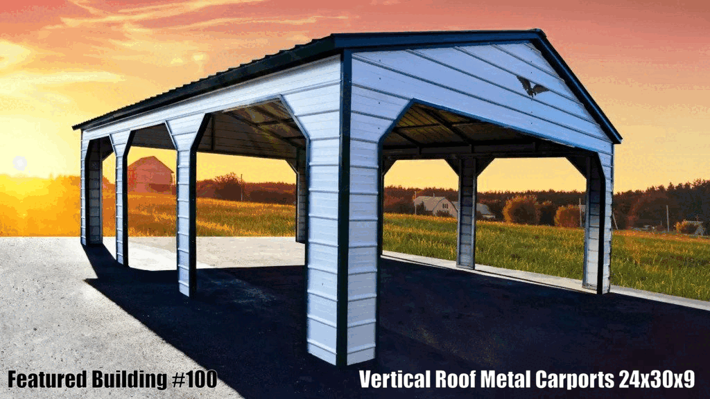Vertical Roof Metal Carports 24x30x9