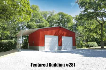 Vertical Roof Metal Garages 62x40x16/13 with 12 wide Lean-to's