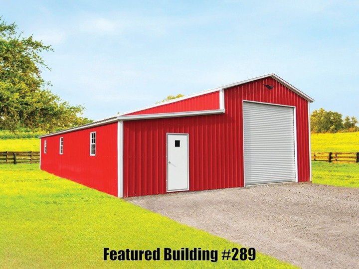 Vertical Roof 35x50x13-8 Metal Garage with Lean-To