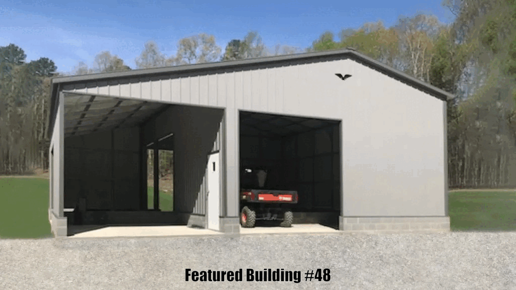 Vertical Roof Custom Metal Garage 36x40x12 with 12 wide lean-to